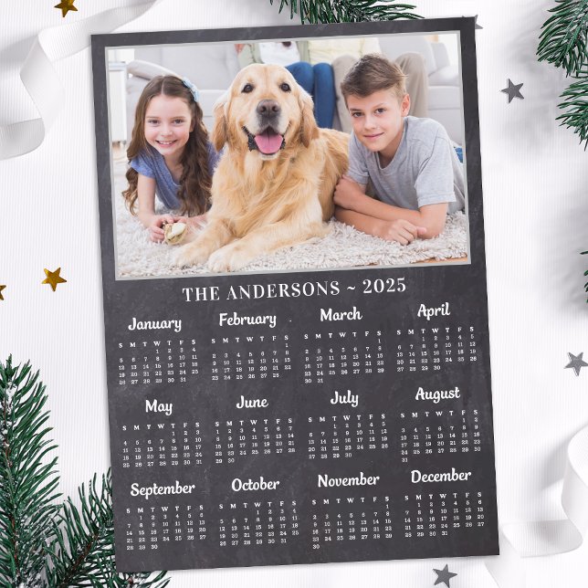 2024 Rustic Photo 12 Month Full Year Calendar Holiday Card (Creator Uploaded)