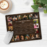 2024 Rustic Wood Multiple Photo Collage Calendar Mouse Pad<br><div class="desc">🌟2024 Rustic Wood Multiple Photo Collage Calendar Mouse Pad featuring a simple, minimalist year-at-a-glance calendar and 18 of your favourite photos. This is a simple black and white, but the colours are all customisable. Makes a great gift for grandparents, parents, aunts, uncles, godparents, and more! Please contact us at cedarandstring@gmail.com...</div>