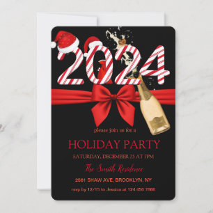 2024 Santa Claus, Champagne  Elegant Chic Invitation
