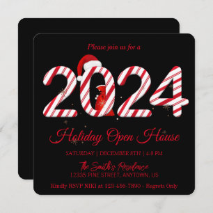 2024 Santa Claus, snowflakes elegant chic Holiday Card