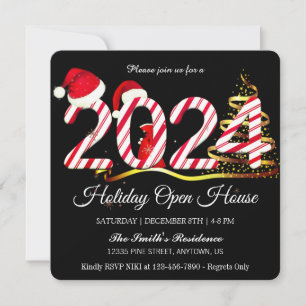 2024 Santa Claus, Snowflakes Elegant Chic Holiday Card