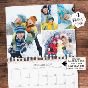 2024 Simple Custom Photo Collage 4 Per Month Calendar