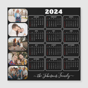 2024 Simple Modern Custom 5 Photos Family Calendar