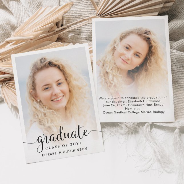 2024 Simple Script Overlay Photo Graduation Announcement (Creator Uploaded)