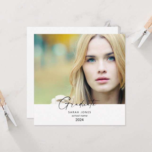 2024 Single Photo Square Graduation Announcement (Front/Back In Situ)