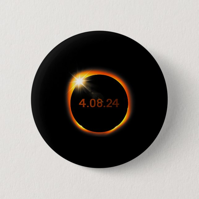 2024 Solar Eclipse American Totality Spring 4.08.2 6 Cm Round Badge (Front)