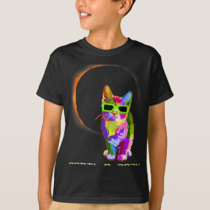 2024 Solar Eclipse Cat Wearing Solar Eclipse Glass T-Shirt