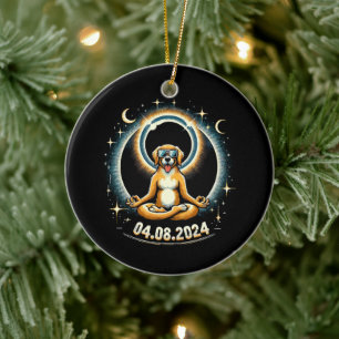 2024 Solar Eclipse Dog Ceramic Tree Decoration