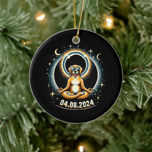 2024 Solar Eclipse Dog Ceramic Tree Decoration (Tree)
