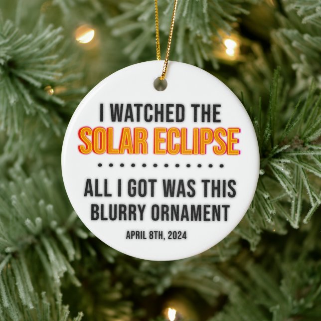 2024 Solar Eclipse Keepsake funny Ceramic Tree Decoration (Tree)