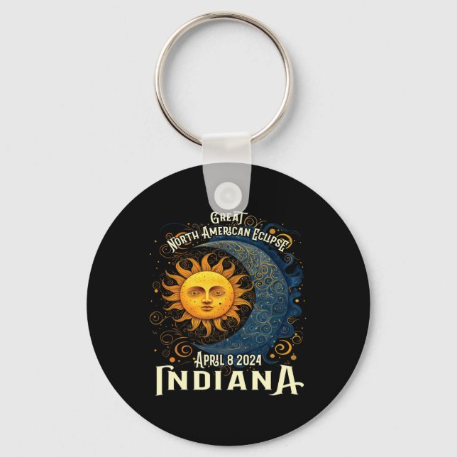2024 Solar Eclipse Totality Celestial Event Souven Key Ring (Front)