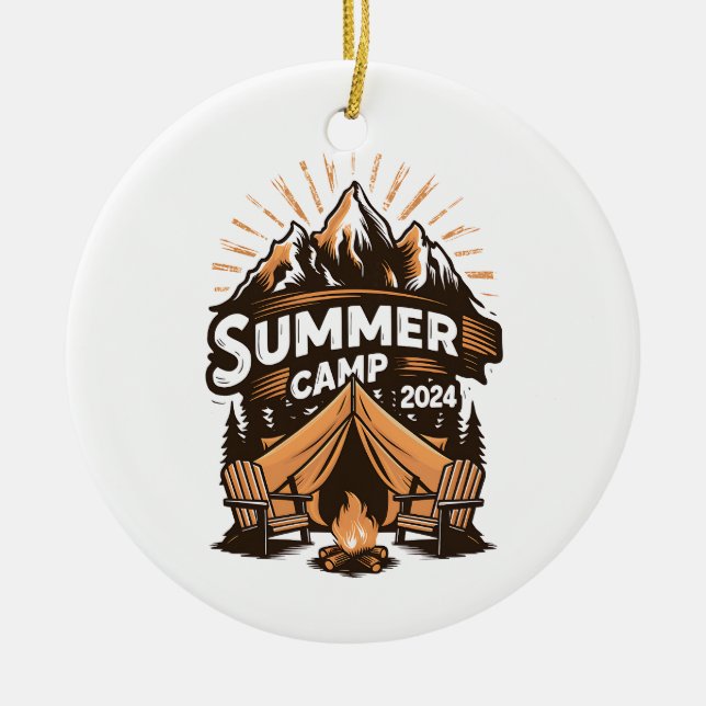 2024 Summer Camp Summer Camping Vacation Matching  Ceramic Tree Decoration (Front)