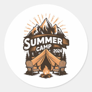 2024 Summer Camp Summer Camping Vacation Matching  Classic Round Sticker