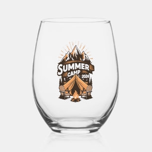 2024 Summer Camp Summer Camping Vacation Matching  Stemless Wine Glass