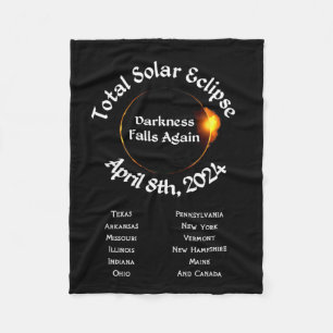 2024 Total Eclipse Darkness Falls Again Fleece Blanket