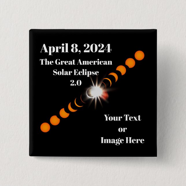 2024 Total Solar Eclipse 15 Cm Square Badge (Front)