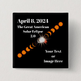 2024 Total Solar Eclipse 15 Cm Square Badge