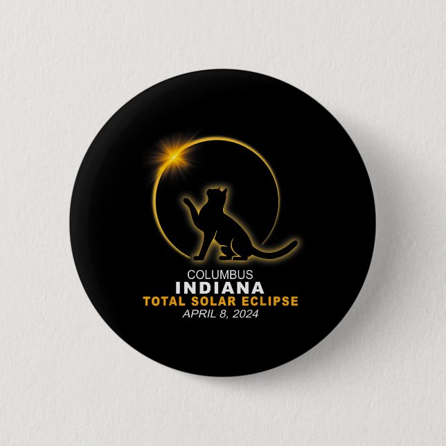2024 Total Solar Eclipse  6 Cm Round Badge (Front)