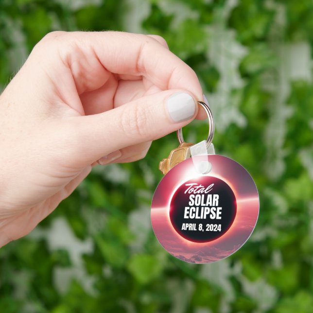 2024 Total Solar Eclipse April 8 Key Ring (Hand)