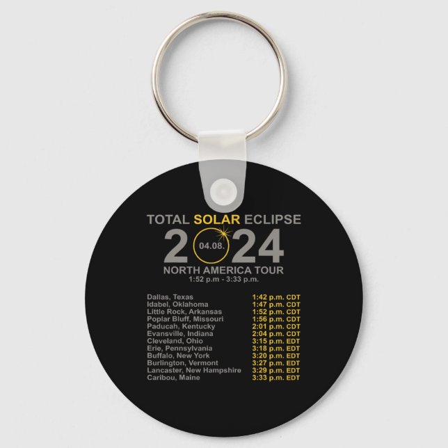 2024 Total Solar Eclipse April 8 Path Of The Eclip Key Ring (Front)