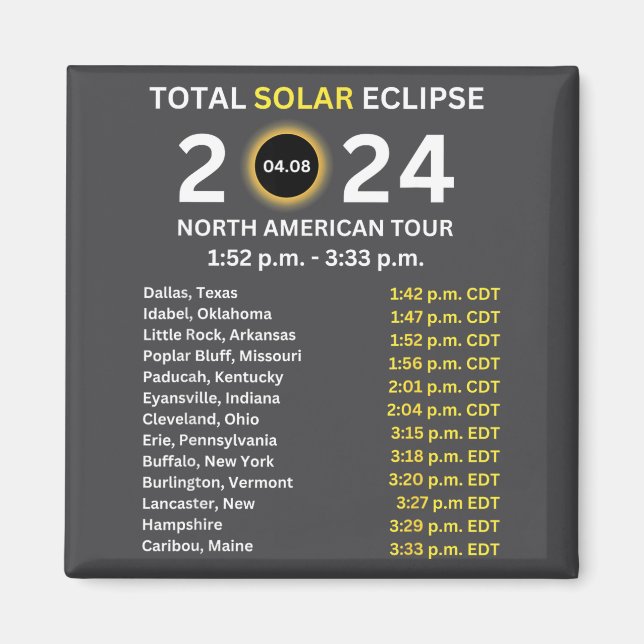 2024 Total Solar Eclipse April 8 Path Of The Eclip Magnet (Front)