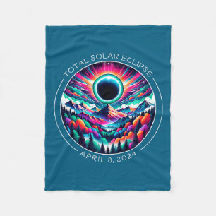 2024 Total Solar Eclipse Artsy Colorful Totality L Fleece Blanket
