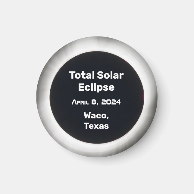 2024 Total Solar Eclipse BW by Location Magnet (Front)