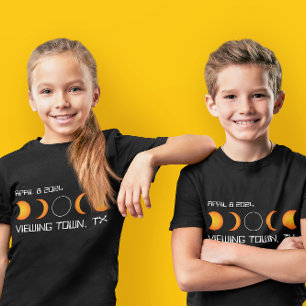 2024 Total Solar Eclipse Custom Town and State T-Shirt
