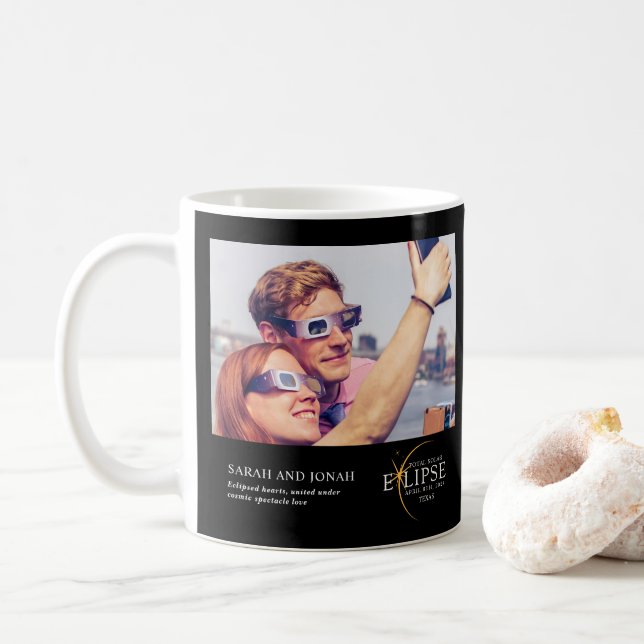 2024 Total Solar Eclipse Photo Couples Gifts Coffee Mug (With Donut)