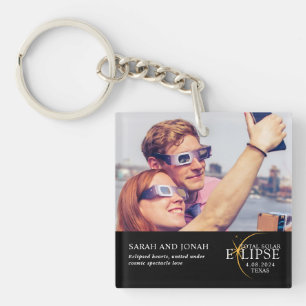 2024 Total Solar Eclipse Photo Couples Gifts Keych Key Ring