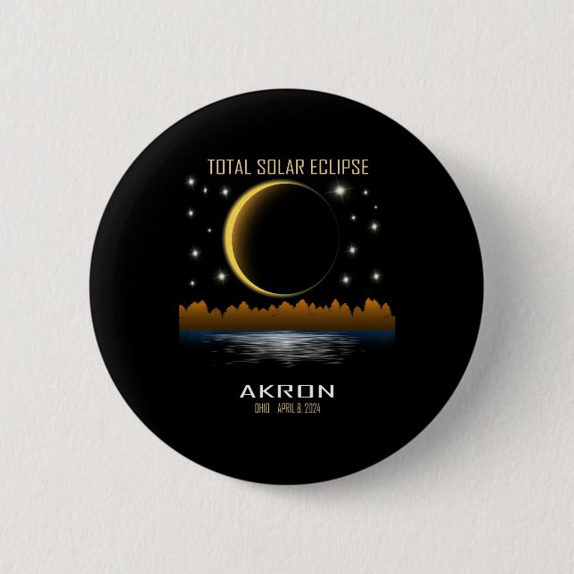 2024 Total Solar Eclipse Totality  6 Cm Round Badge (Front)