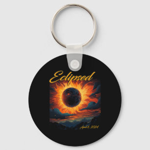 2024 Total Solar Eclipse Totality Sun Moon Key Ring