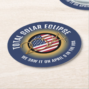 2024 TOTAL SOLAR ECLIPSE USA ROUND PAPER COASTER
