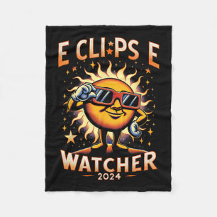 2024 Total Solar Eclipse Watcher Sun Wearing Eclip Fleece Blanket