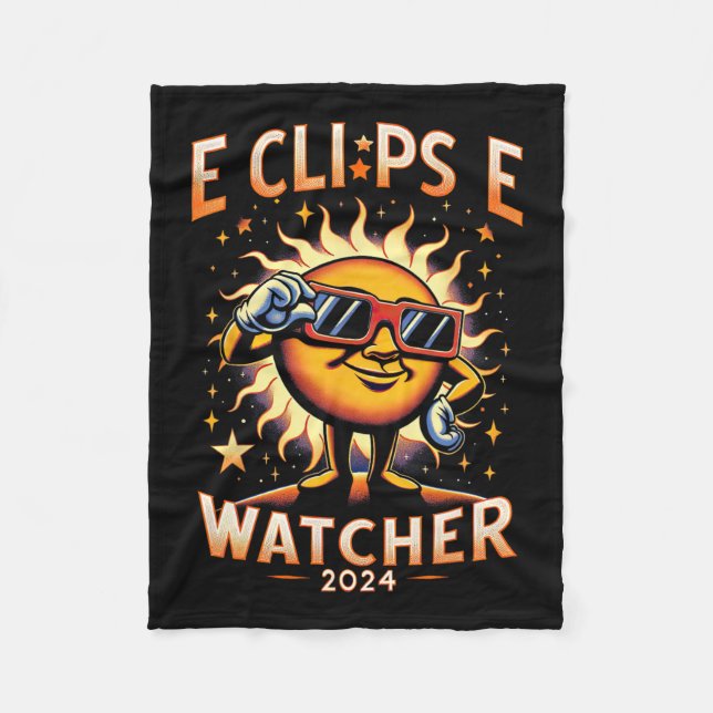 2024 Total Solar Eclipse Watcher Sun Wearing Eclip Fleece Blanket (Front)