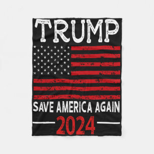 2024 Trump Save America Again USA Flag Fleece Blanket