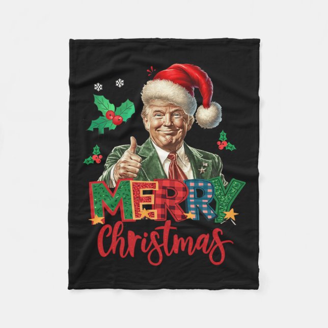 2024 Trump Winner Election Merry Christmas Funny T Fleece Blanket (Front)