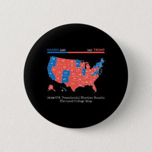 2024 U.s Presidential Election Results College Map 6 Cm Round Badge