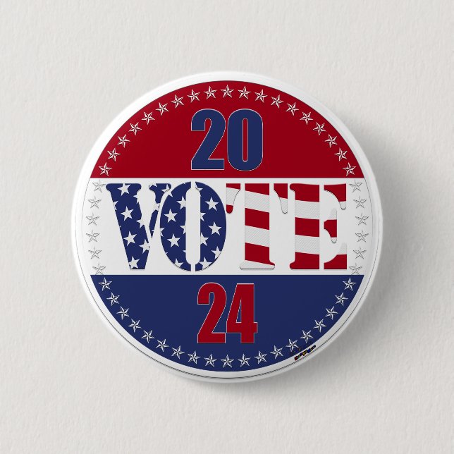 2024 VOTE USA Flag 6 Cm Round Badge (Front)
