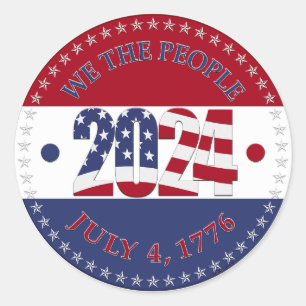2024 We The People USA Flag Classic Round Sticker