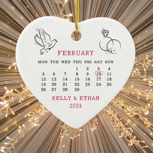 2024 Wedding Date Heart Calendar Married Ceramic Tree Decoration (Creator Uploaded)