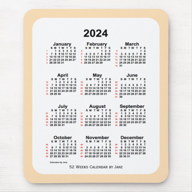 2024 Wheat 52 Week Calendar by Janz Mouse Pad (Front)