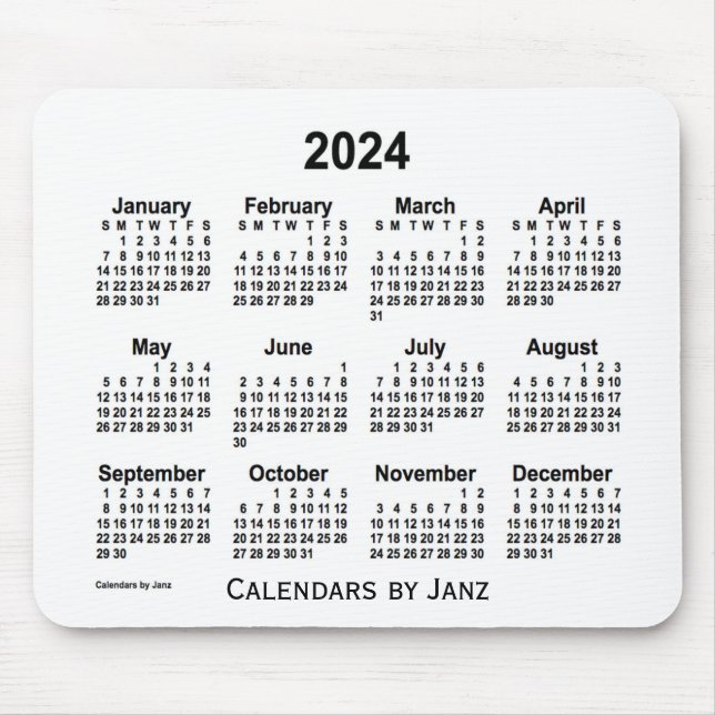 2024 White Calendar by Janz Mouse Pad (Front)