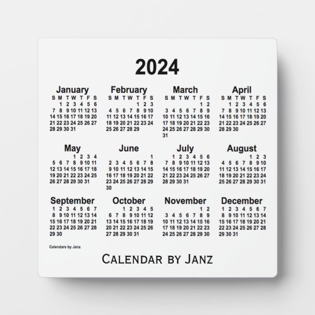 2024 White Desk Calendar by Janz Plaque (Front)