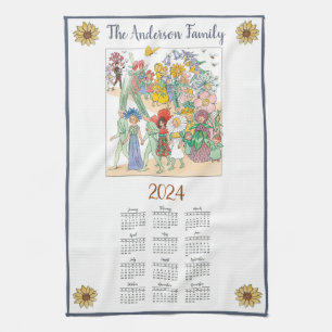 2024 Year Calendar Elsa Beskow Custom Tea Towel