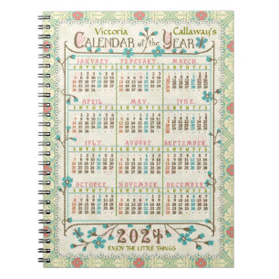 2024 Year Calendar Victorian Art Nouveau   Custom Notebook