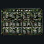 2024 Year Monthly Calendar Camouflage Camo Green Magnet<br><div class="desc">This 2024 year monthly calendar flexible magnet shows the days of the week for each month in white. Behind the numbers, the design has a camouflage pattern in shades of green and brown. This is a simple yearly calendar to help you conquer the new year. Always know what date it...</div>