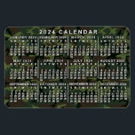 2024 Year Monthly Calendar Camouflage Camo Green Magnet<br><div class="desc">This 2024 year monthly calendar flexible magnet shows the days of the week for each month in white. Behind the numbers, the design has a camouflage pattern in shades of green and brown. This is a simple yearly calendar to help you conquer the new year. Always know what date it...</div>