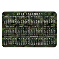 2024 Year Monthly Calendar Camouflage Camo Green