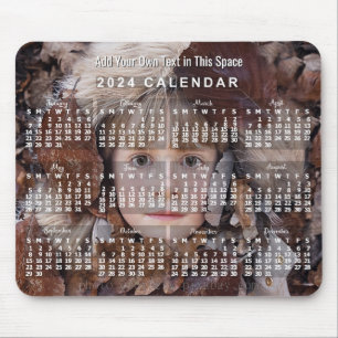 2024 Year Monthly Photo Calendar White   Custom Mouse Pad